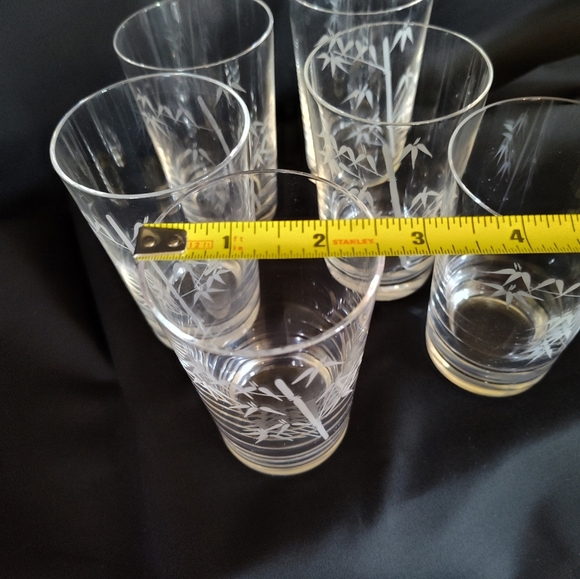 Noritake Sasaki Etched Crystal Bamboo Juice Glasses, Japan, Set Of Six - Picture 5 of 5